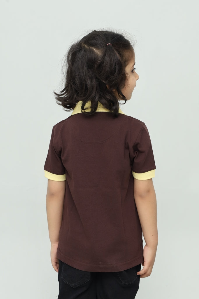 Kids Brown with Cream Collar Polo Shirt