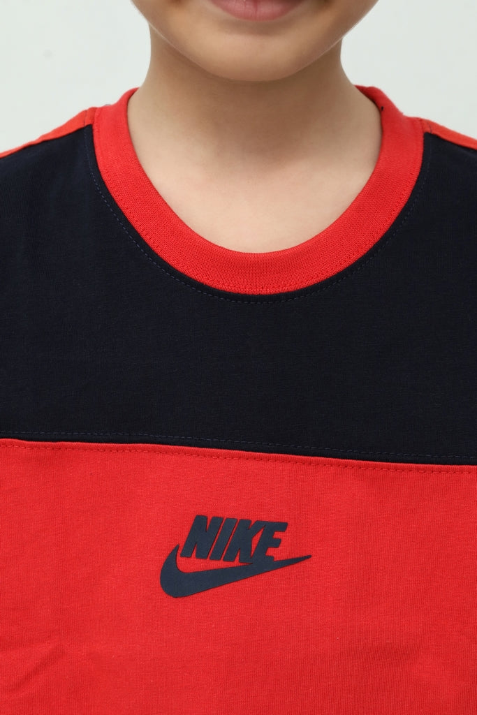 Kids Red with Navy Panel T-Shirt
