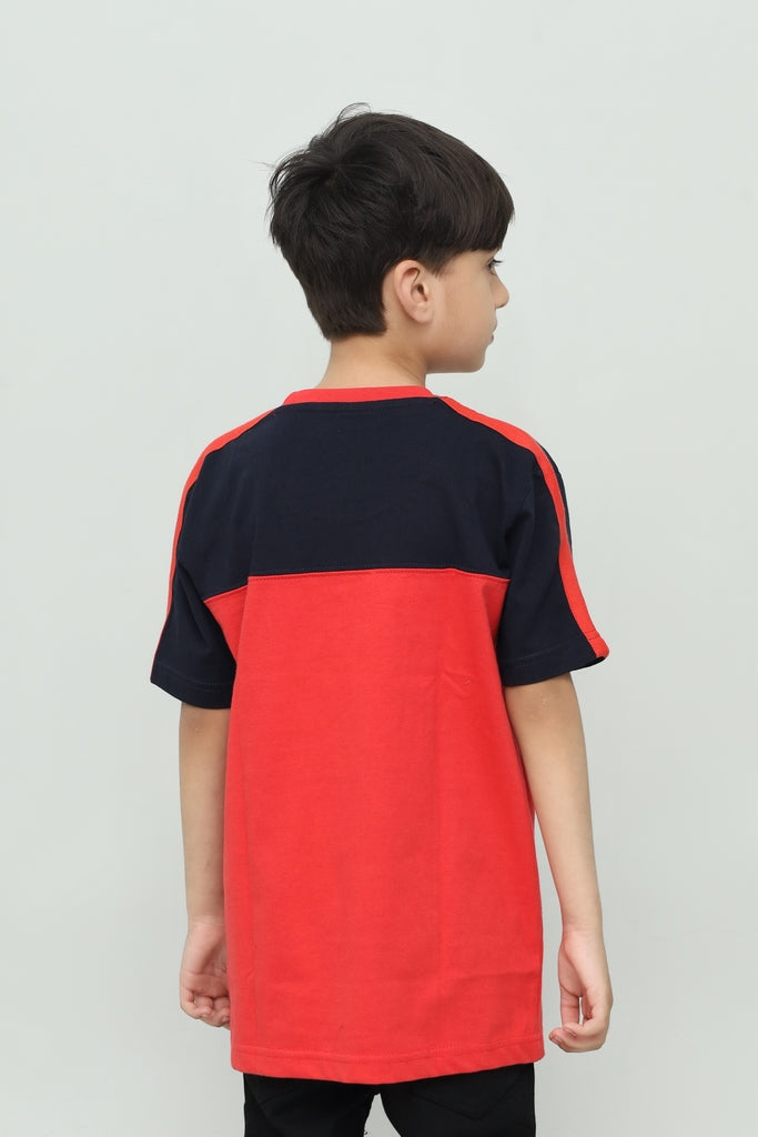 Kids Red with Navy Panel T-Shirt