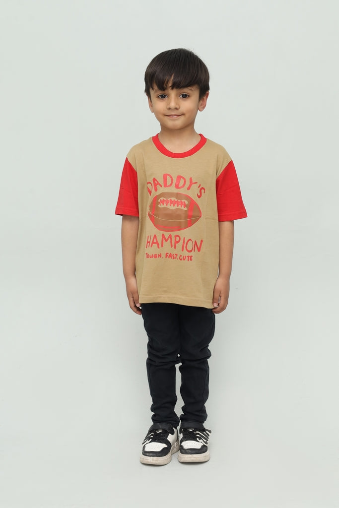 Kids Beige Graphic T-Shirt
