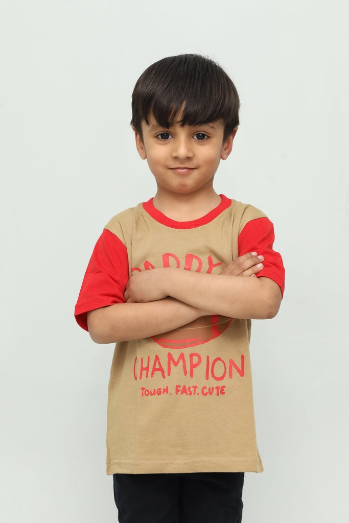 Kids Beige Graphic T-Shirt