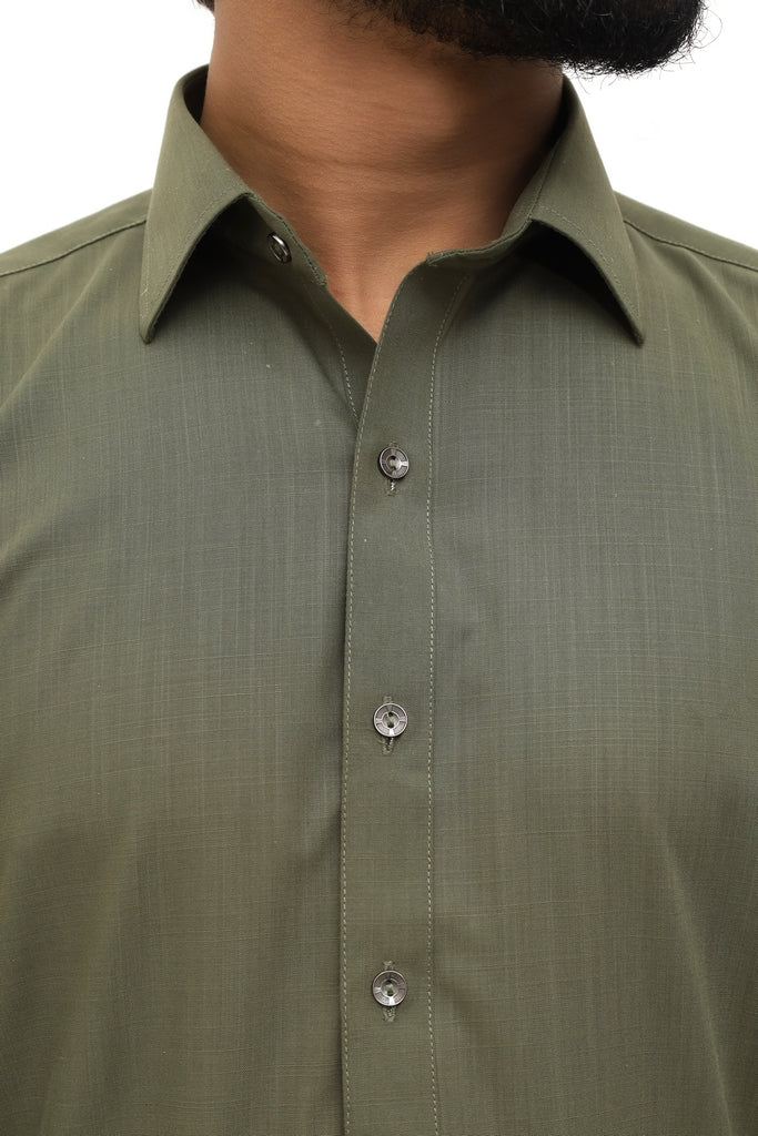 Men's Olive Green Cotton & Wash Wear Wrinkle-Free Shalwar Kameez