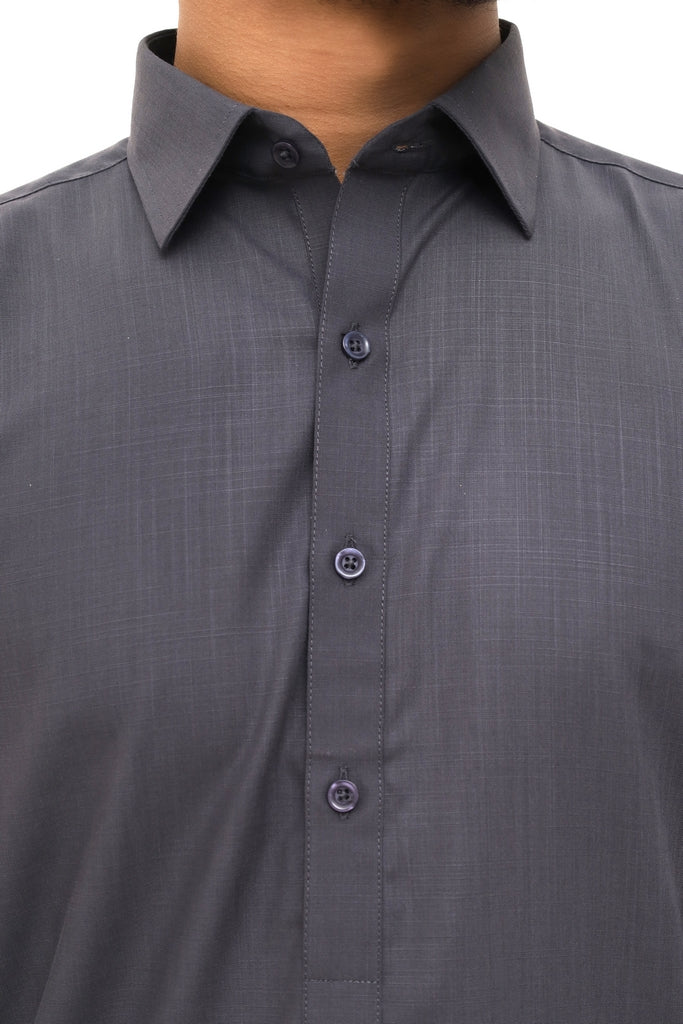 Men’s Charcoal Grey Cotton & Wash Wear Wrinkle-Free Shalwar Kameez