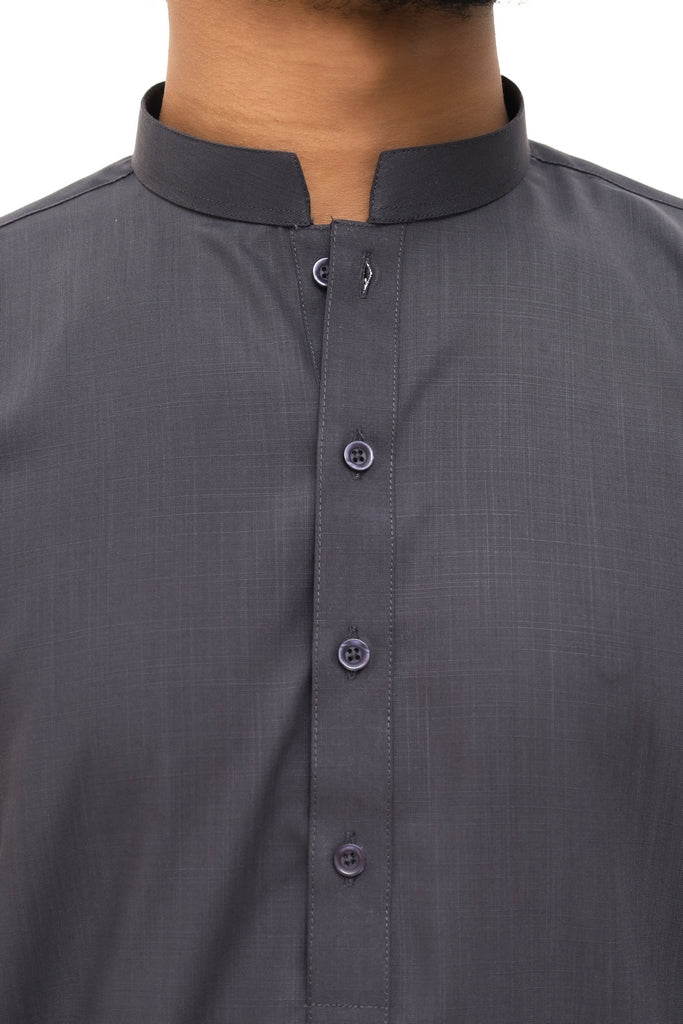 Men’s Charcoal Grey Cotton & Wash Wear Wrinkle-Free Shalwar Kameez