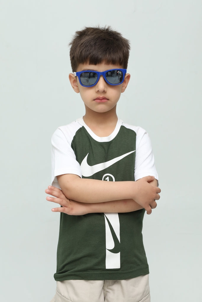 Kids Green & White Graphic T-Shirt