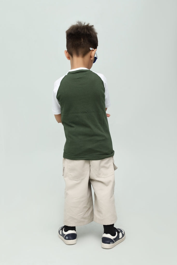Kids Green & White Graphic T-Shirt