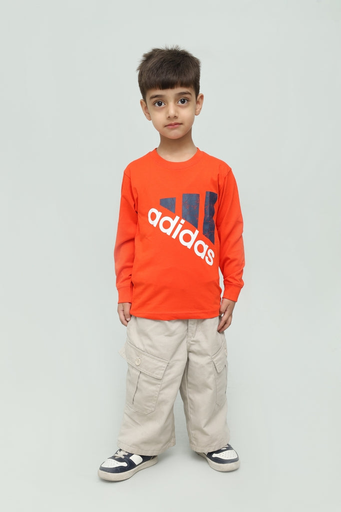 Kids Orange Long Sleeve Graphic T-Shirt