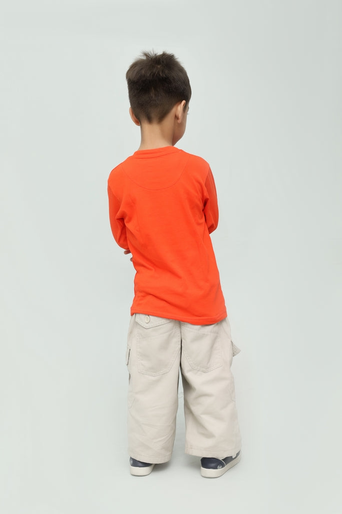Kids Orange Long Sleeve Graphic T-Shirt