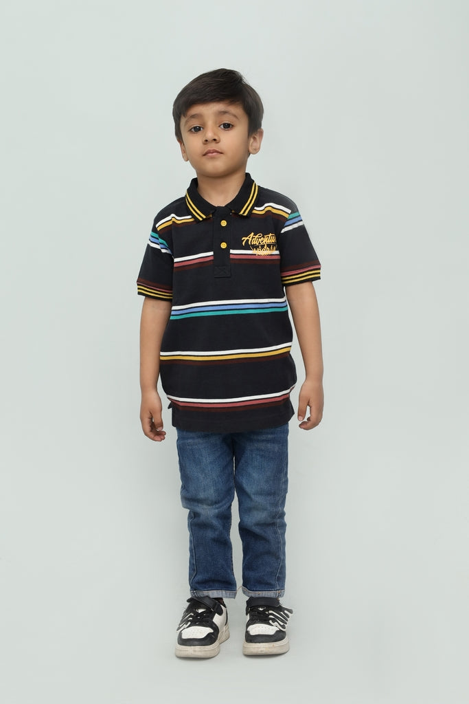 Kids Multicolor Striped Polo Shirt