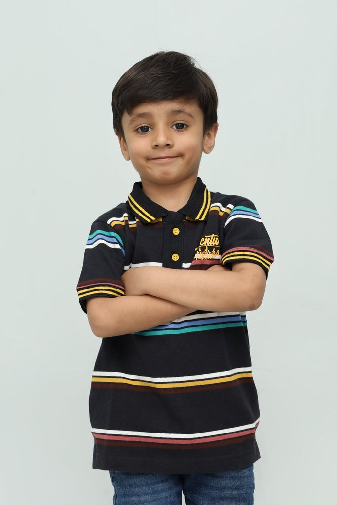 Kids Multicolor Striped Polo Shirt