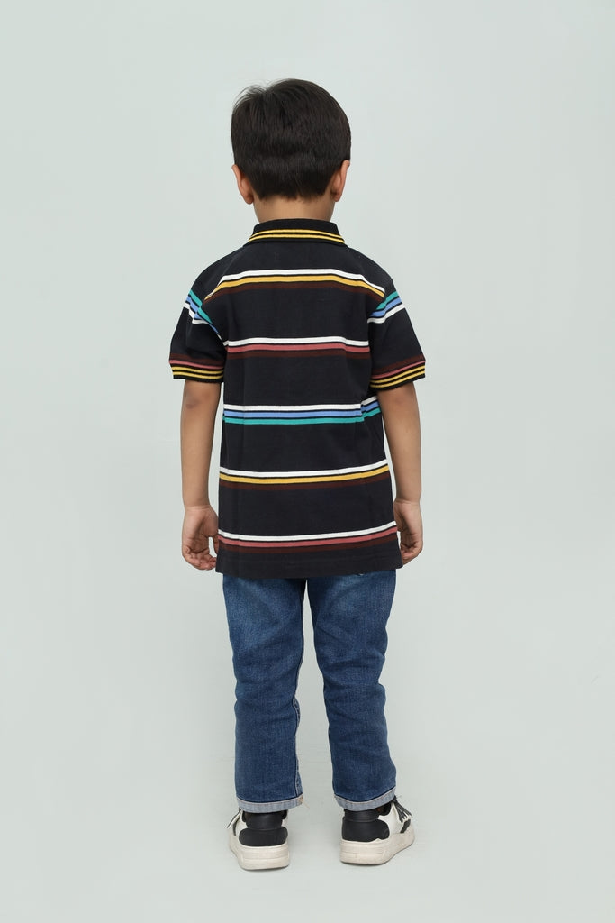 Kids Multicolor Striped Polo Shirt
