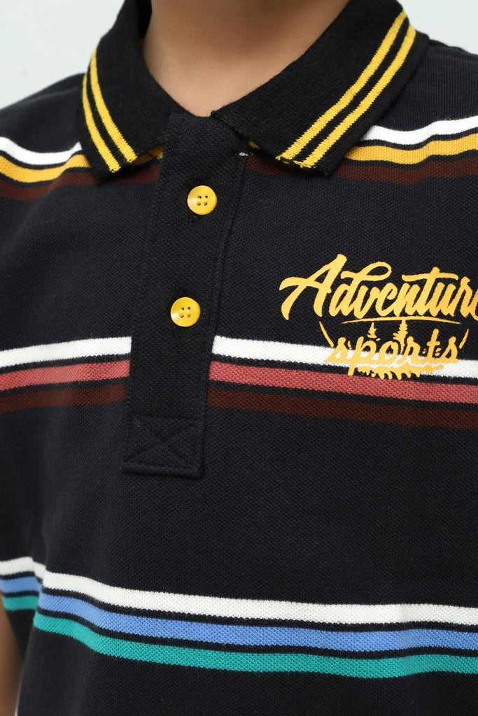 Kids Multicolor Striped Polo Shirt
