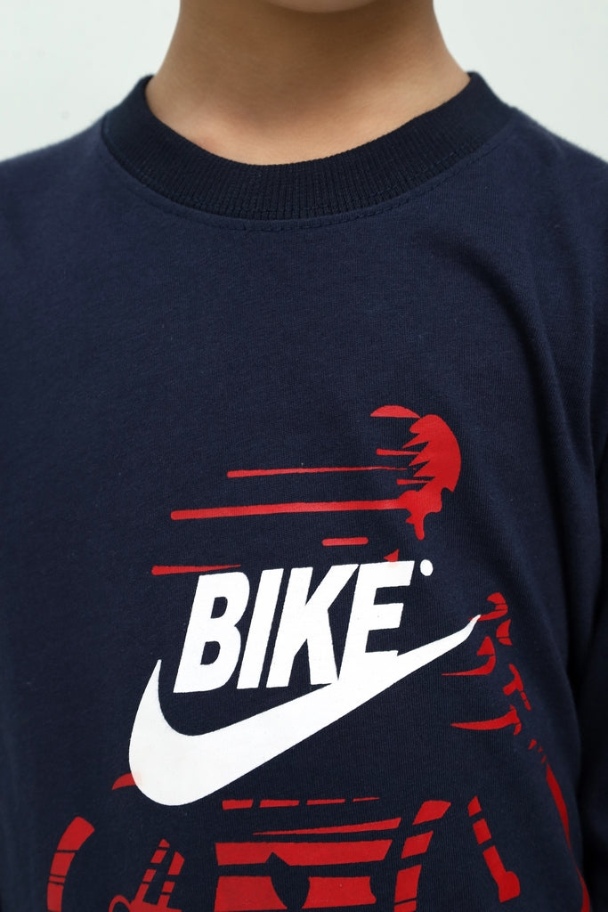 Kids Navy Blue Long Sleeve Graphic T-Shirt