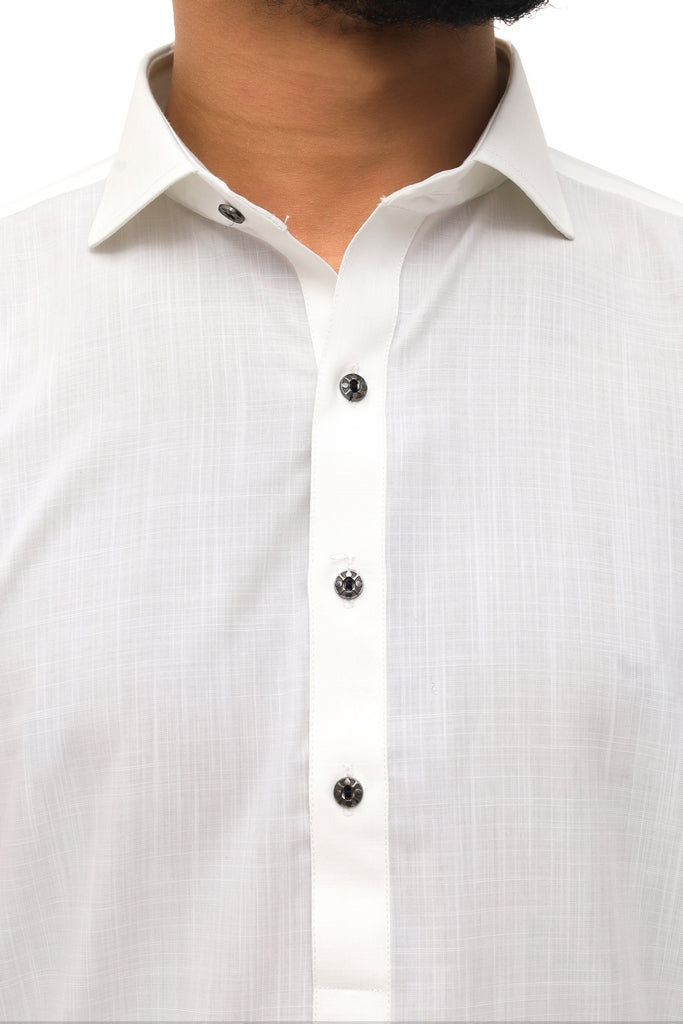 Men’s Classic White Cotton & Wash Wear Wrinkle-Free Shalwar Kameez