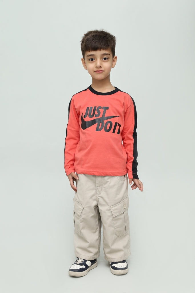 Kids Coral Graphic Long Sleeve Print T-Shirt