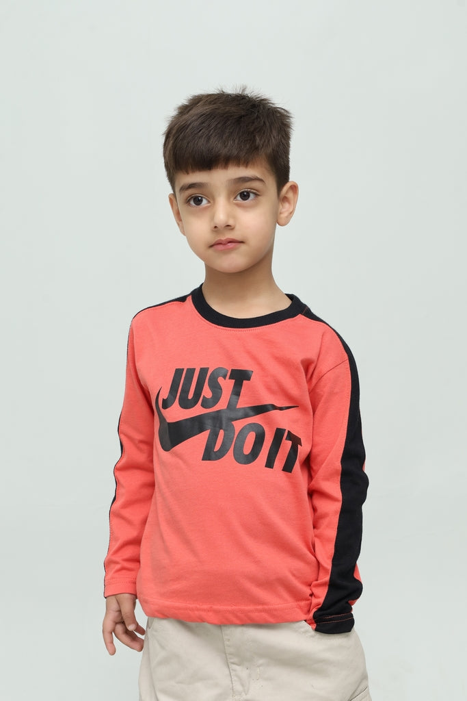 Kids Coral Graphic Long Sleeve Print T-Shirt