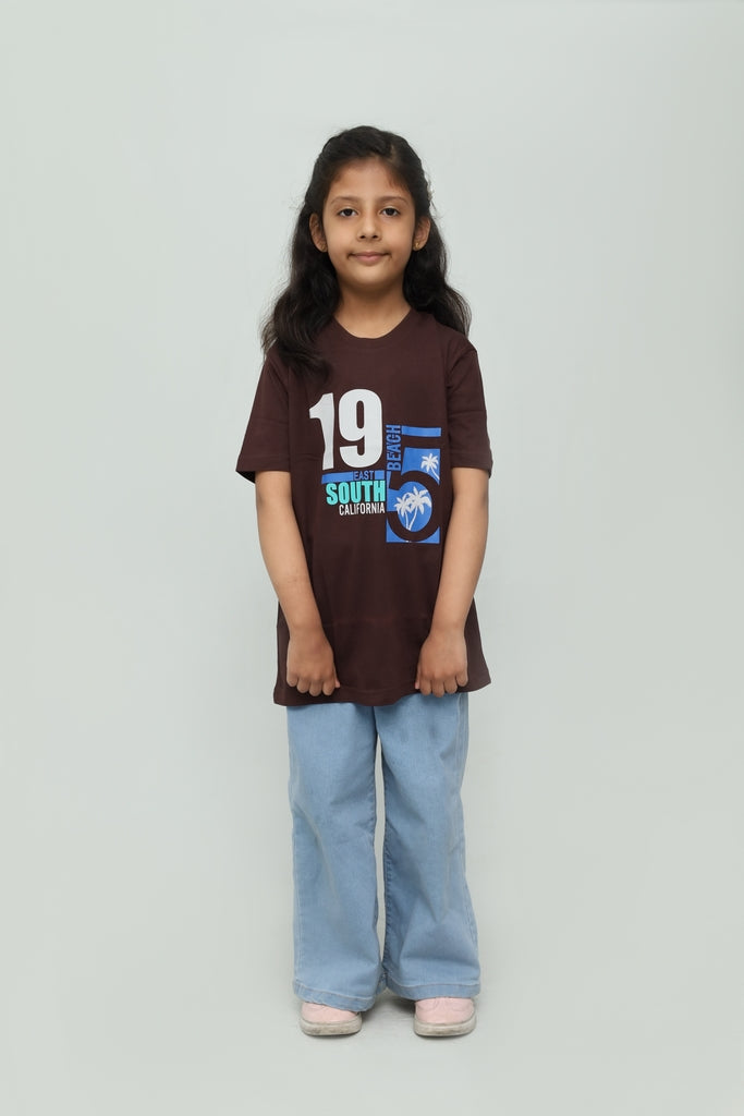 Kids Chocolate Brown Graphic T-Shirt