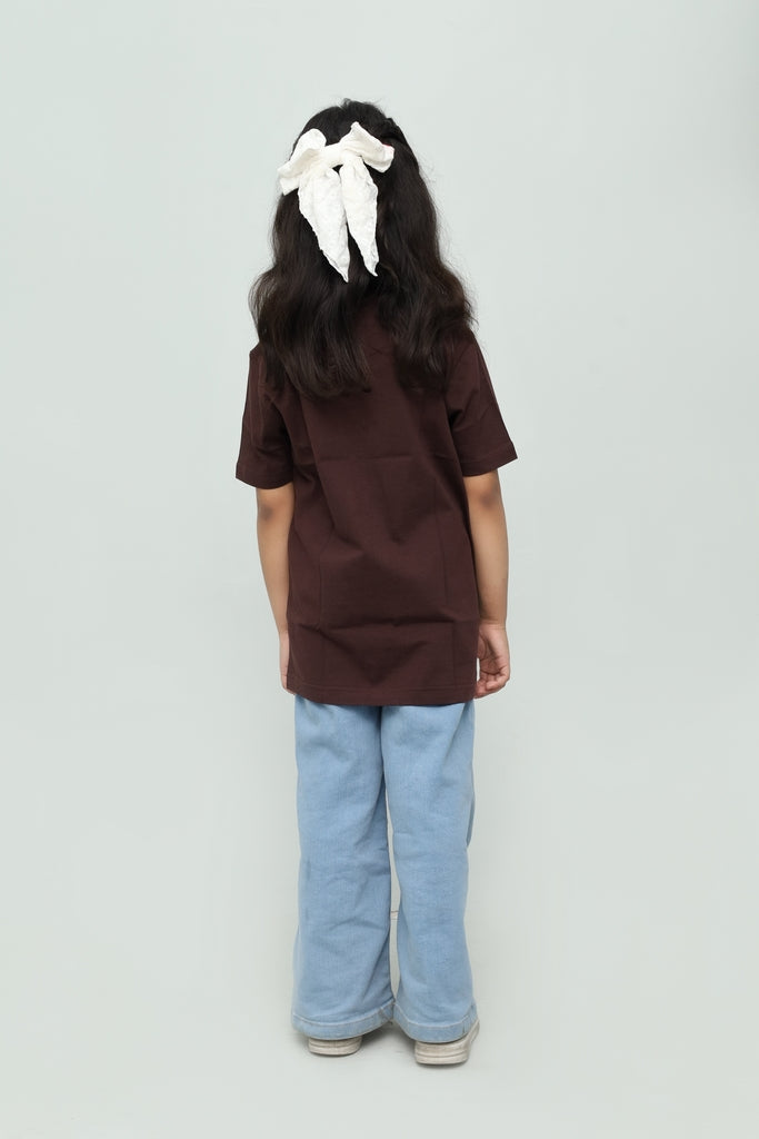 Kids Chocolate Brown Graphic T-Shirt