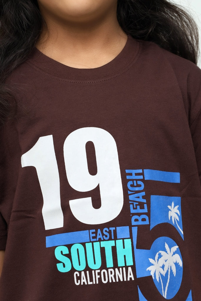 Kids Chocolate Brown Graphic T-Shirt