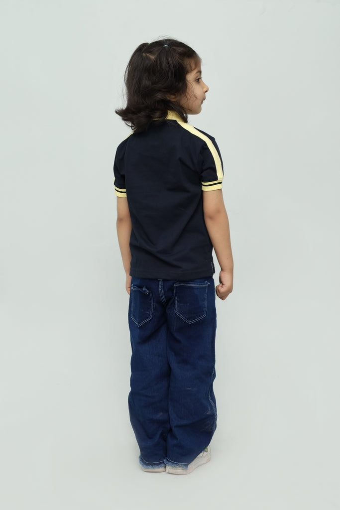 Kids Navy Blue with Yellow Collar Polo Shirt