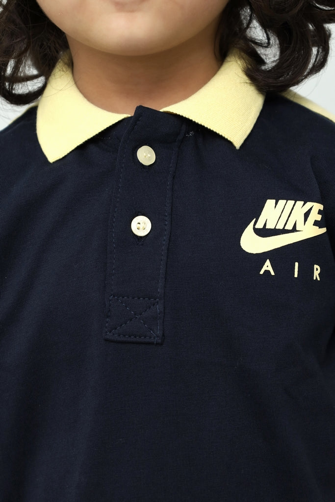 Kids Navy Blue with Yellow Collar Polo Shirt