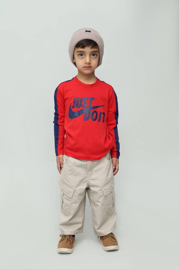 Kids Red Graphic Long Sleeve T-Shirt