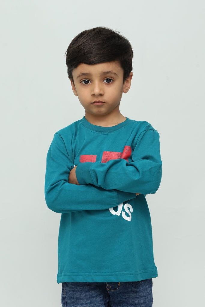 Kids Green Graphic Long Sleeve T-Shirt