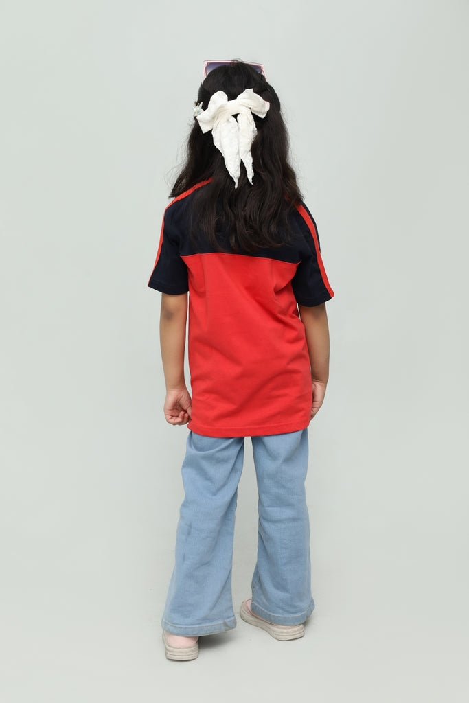 Kids Red with Navy Panel T-Shirt