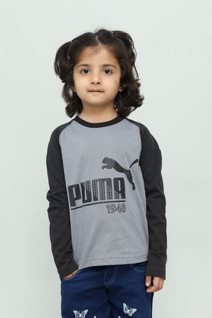 Kids Grey & Black Graphic Long Sleeve T-Shirt