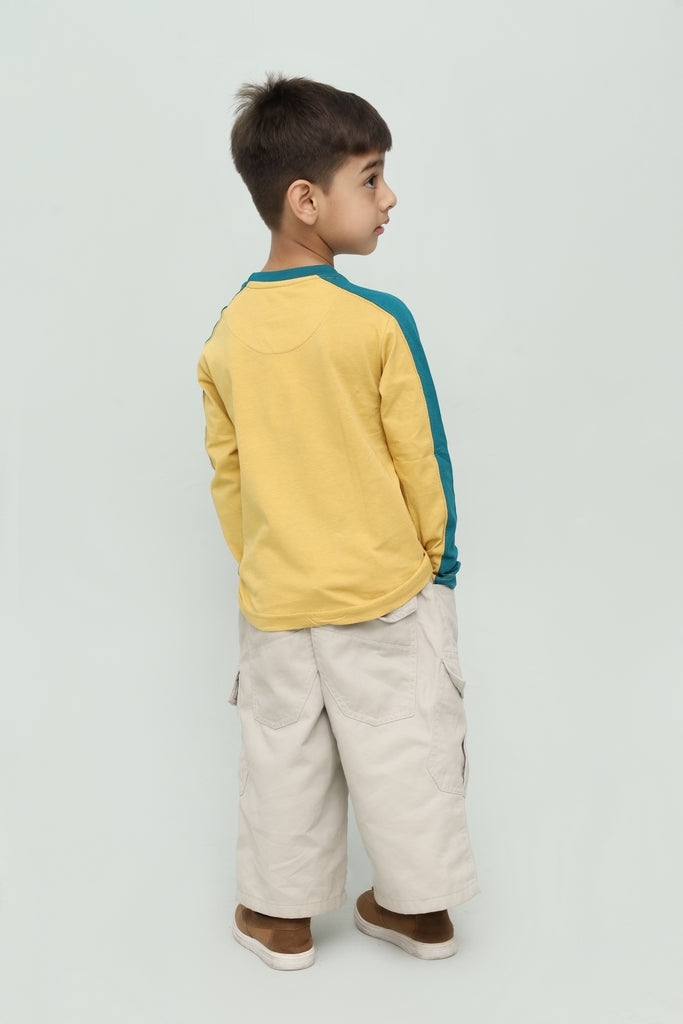 Kids Mustard & Teal Graphic Long Sleeve T-Shirt