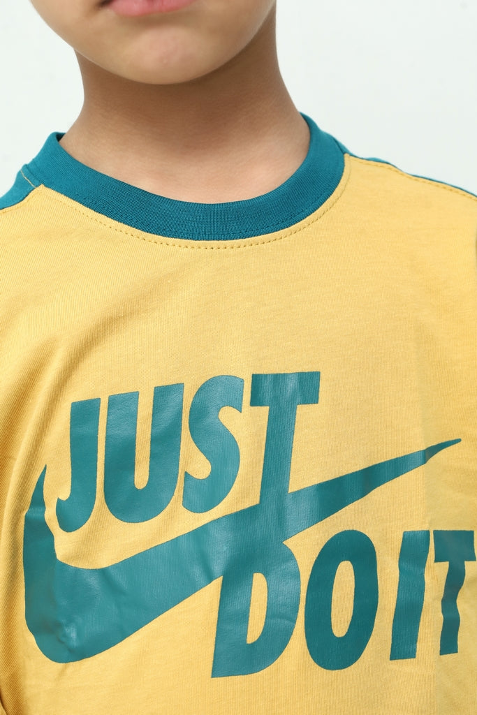 Kids Mustard & Teal Graphic Long Sleeve T-Shirt