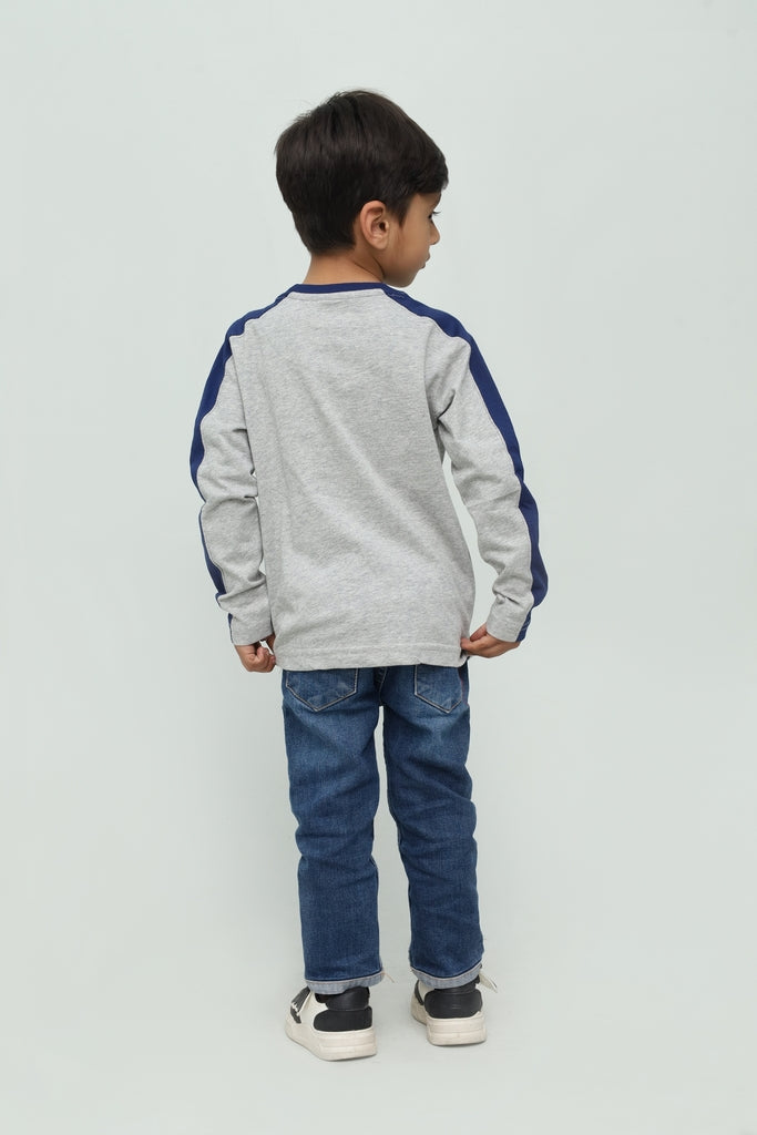 Kids Grey & Navy Graphic Long Sleeve T-Shirt
