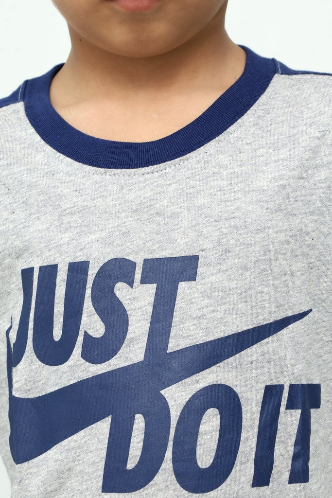 Kids Grey & Navy Graphic Long Sleeve T-Shirt