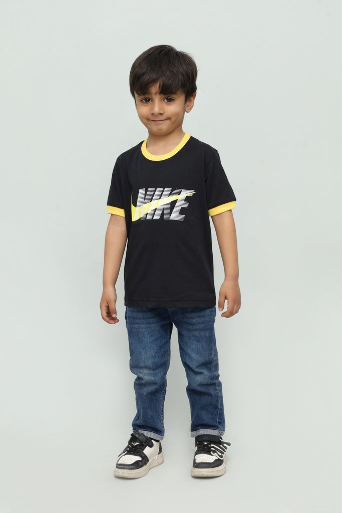 Kids Black with Yellow  Graphic T-Shirt