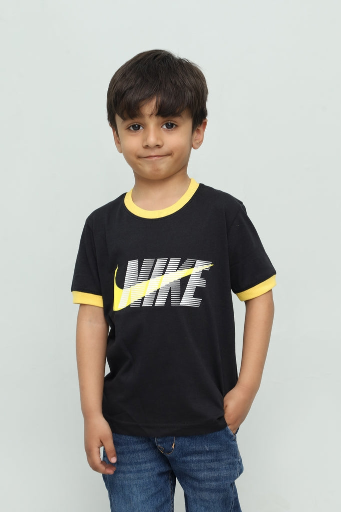 Kids Black with Yellow  Graphic T-Shirt