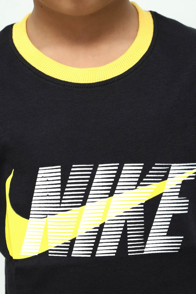 Kids Black with Yellow  Graphic T-Shirt