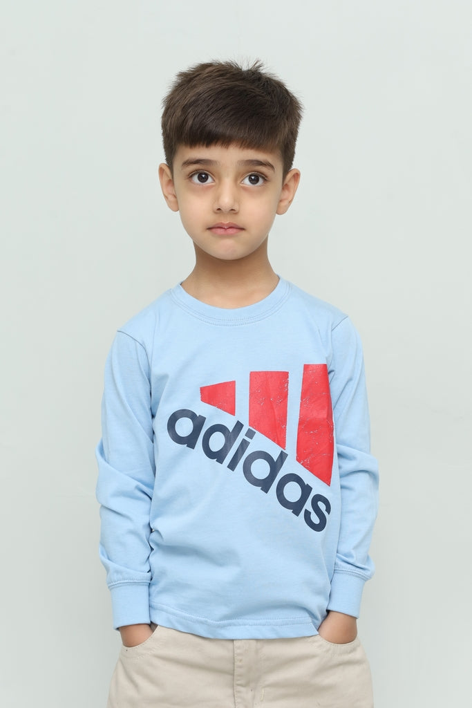 Kids Sky Blue Graphic Long Sleeve T-Shirt