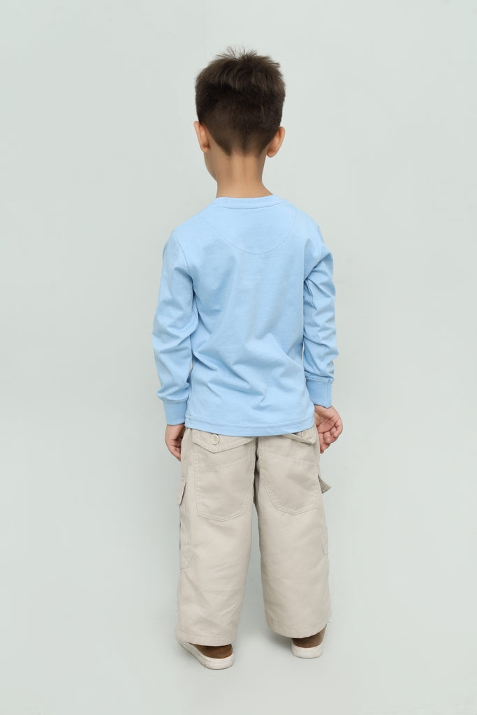 Kids Sky Blue Graphic Long Sleeve T-Shirt