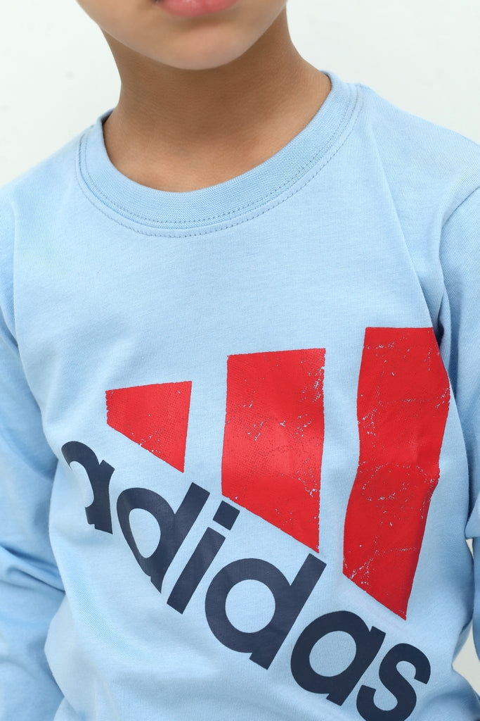 Kids Sky Blue Graphic Long Sleeve T-Shirt