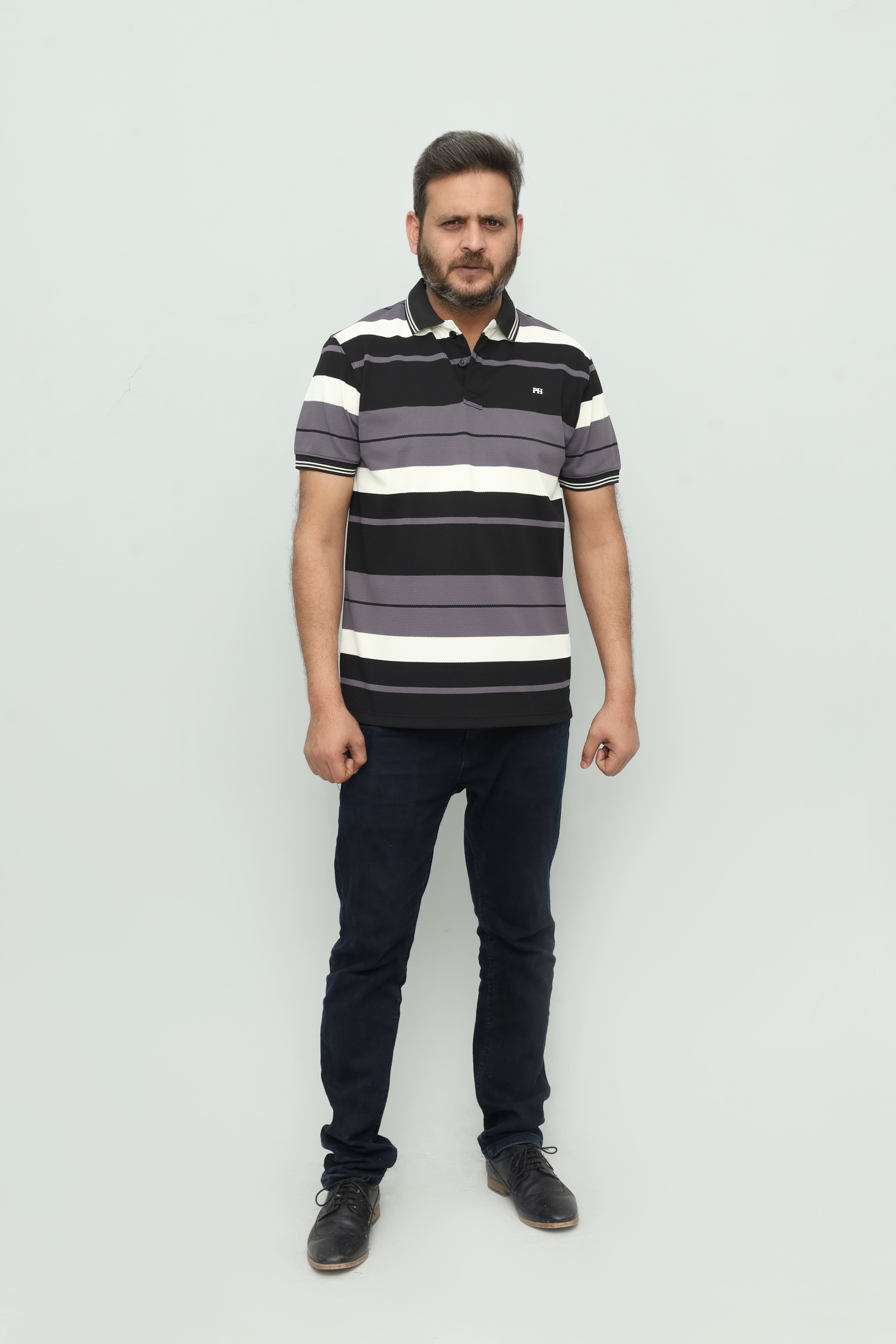 Men's Multicolor Striped Polo Shirt