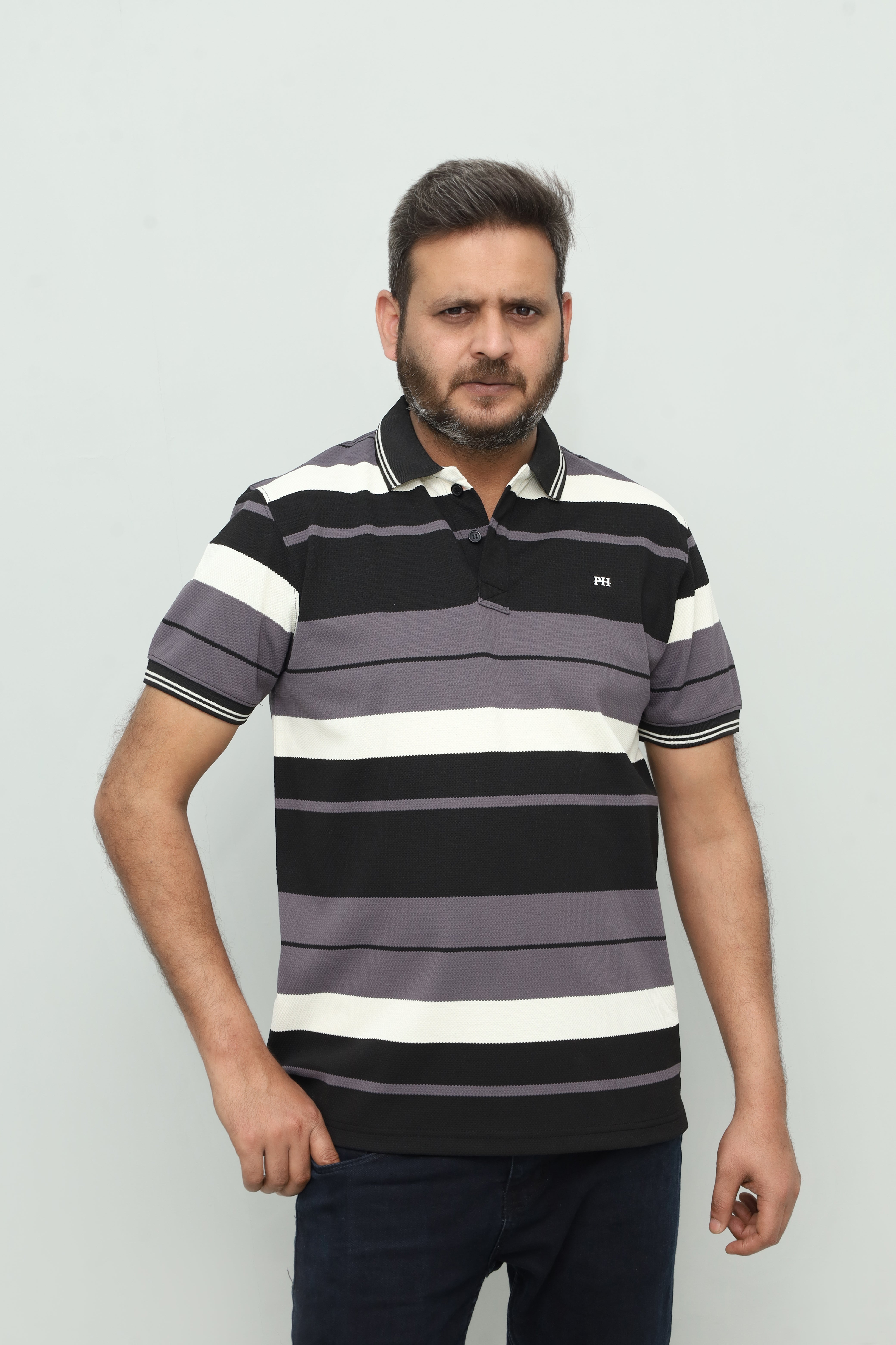 Men's Multicolor Striped Polo Shirt