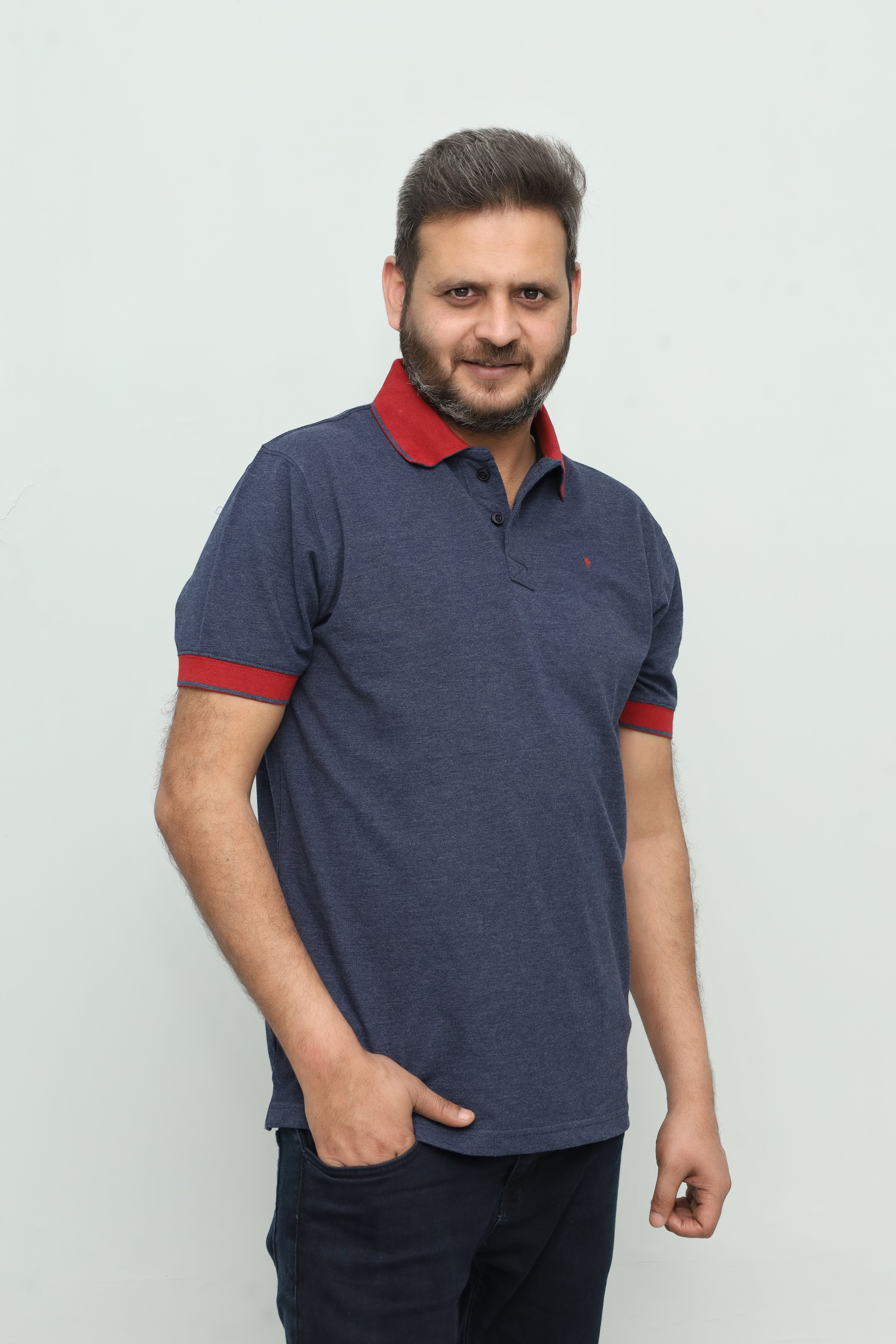 Men's Navy with Red Contrast Polo Shirt