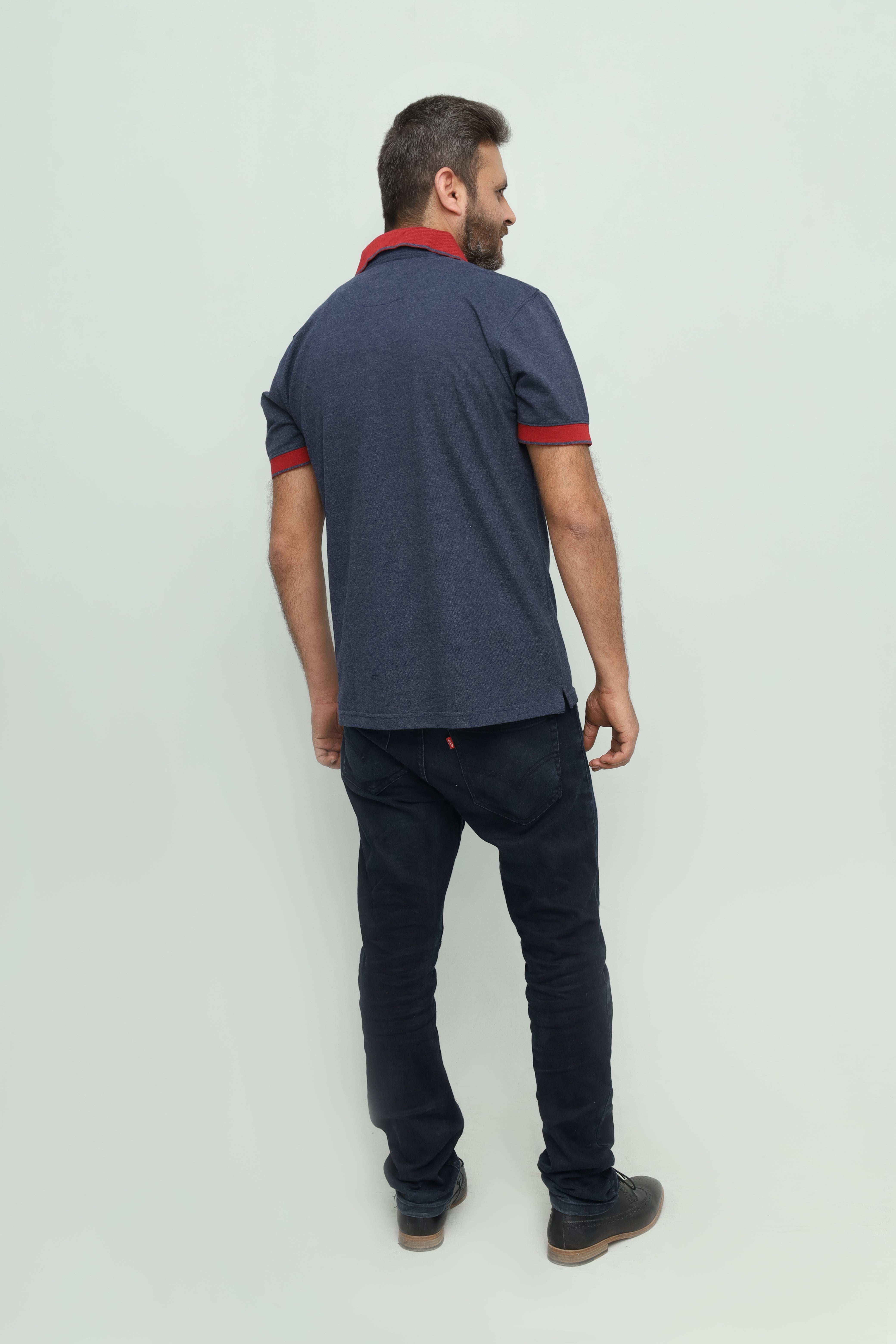 Men's Navy with Red Contrast Polo Shirt