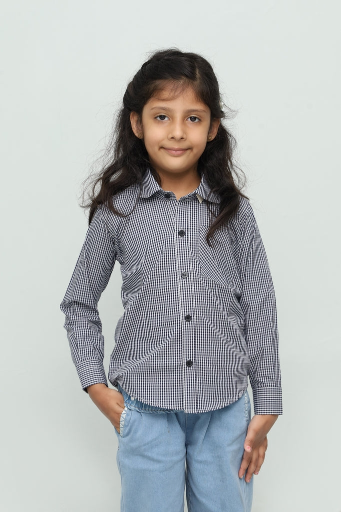 Kids Black & White Checkered Casual Shirt