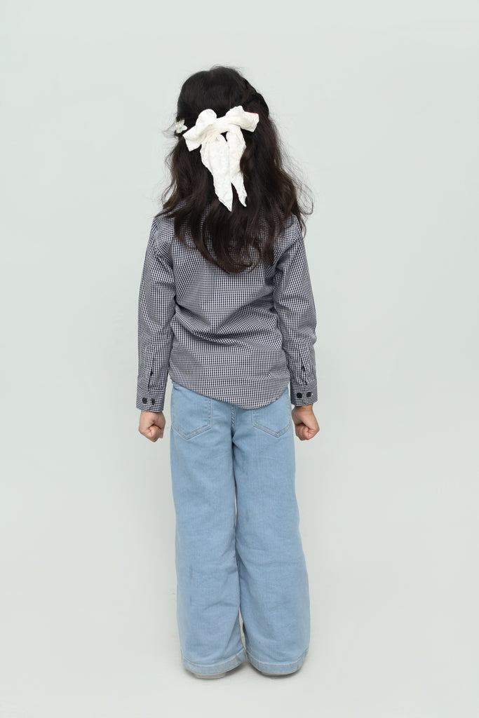 Kids Black & White Checkered Casual Shirt