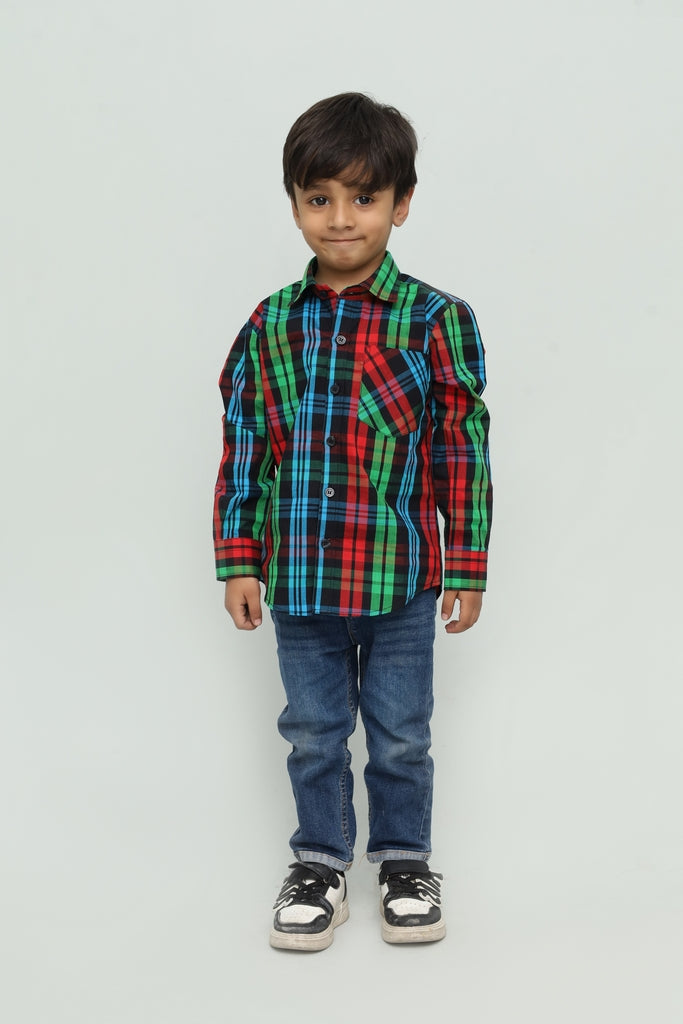 Kids Multicolor Plaid Casual Shirt
