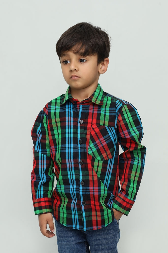 Kids Multicolor Plaid Casual Shirt