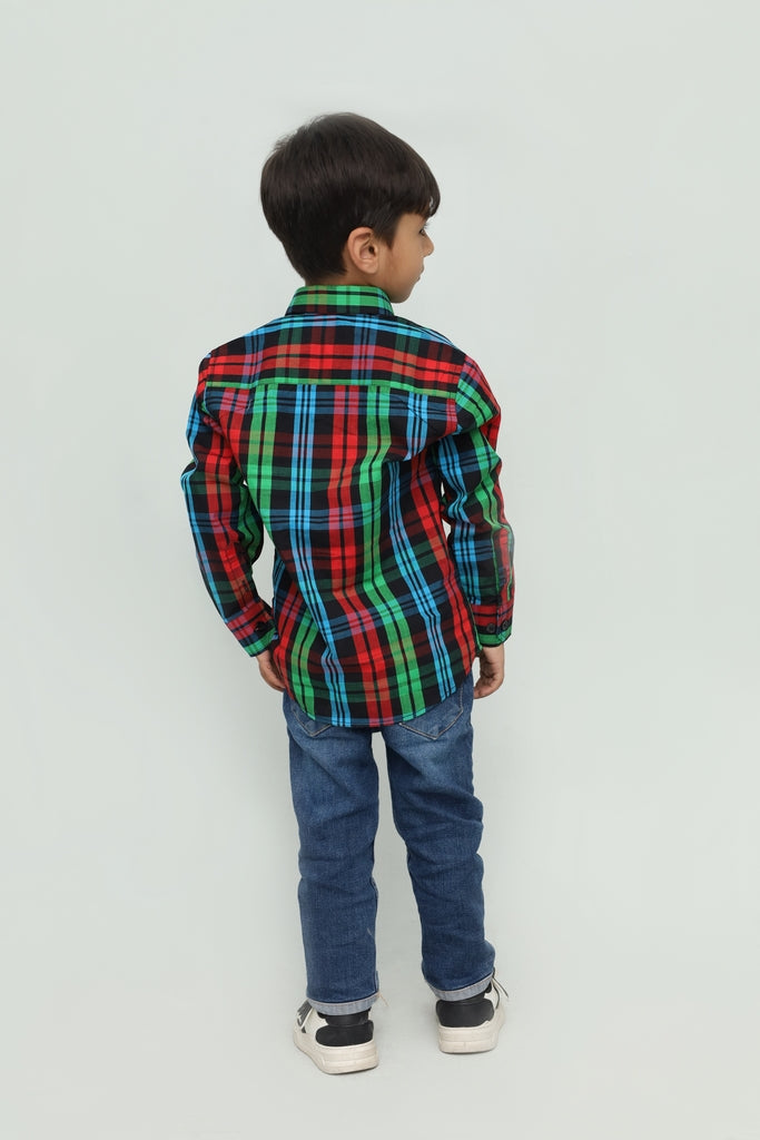 Kids Multicolor Plaid Casual Shirt