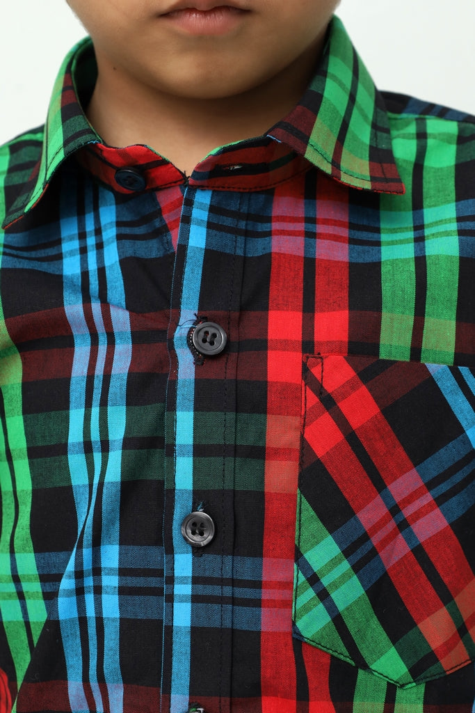 Kids Multicolor Plaid Casual Shirt
