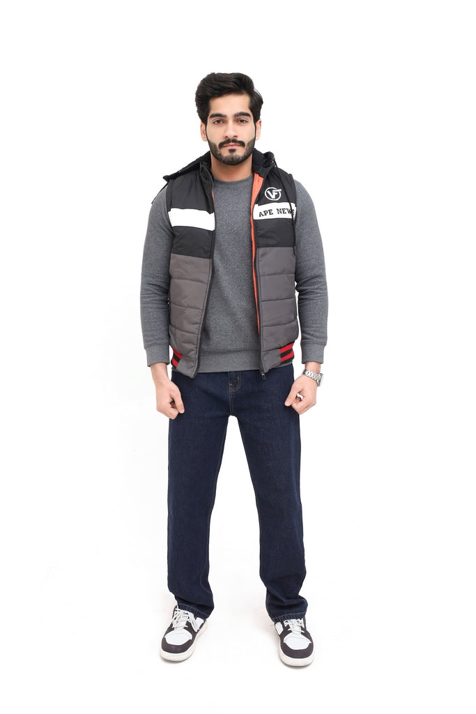 Men’s Black & Grey Half Sleeve Jacket